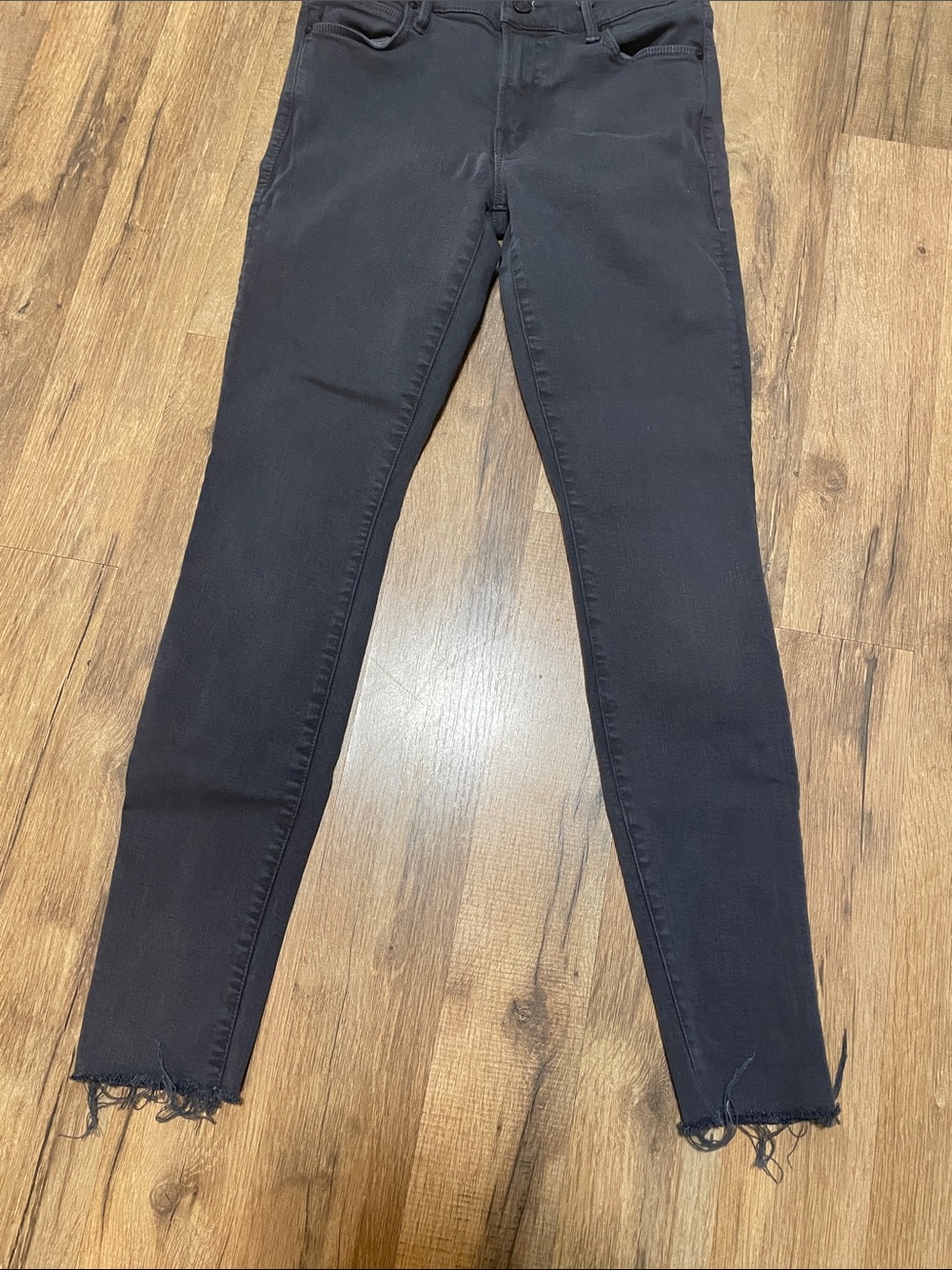 Mothers Black Skinny Raw Hem Jeans